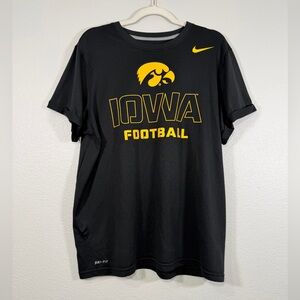 Nike University of Iowa Hawkeyes Football Shirt Black Gold Tee DRI-FIT Women L